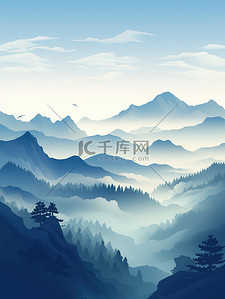 伟大插画图片_壮观的山脉高山群山15