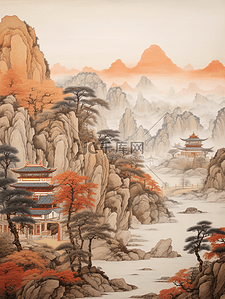 秋季古典中国风山水插画18