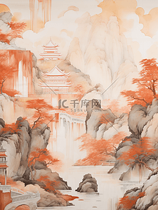 秋季古典中国风山水插画13