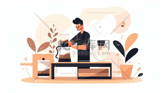 扁平化冲咖啡的办公人士插画7