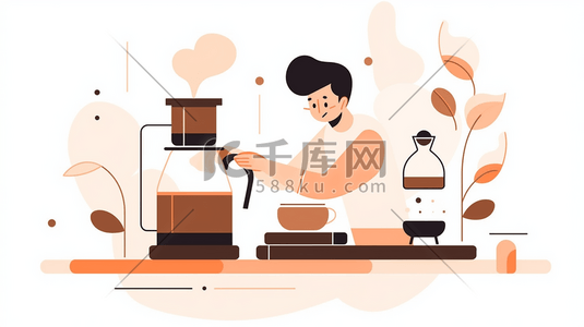 扁平化冲咖啡的办公人士插画6