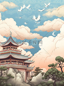 天空的鹤迎客松宫殿11
