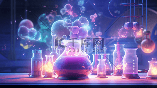 科技化学插画图片_幻彩科学实验室化学仪器插画4