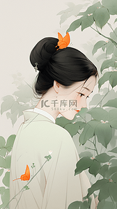 温柔学长插画图片_古风温柔温婉恬静女孩国风柔美女孩