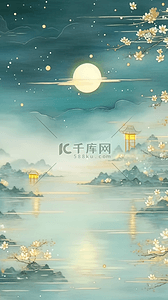 中秋佳节插画图片_国风中秋海上生明月