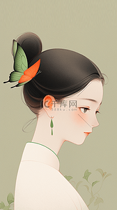 恬静插画图片_中国风柔美古风温柔温婉恬静女孩