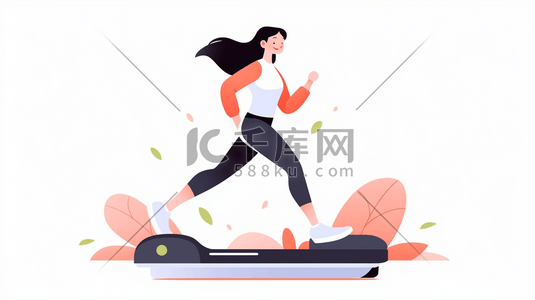 跑步机跑步插画图片_扁平化运动锻炼健身插画17