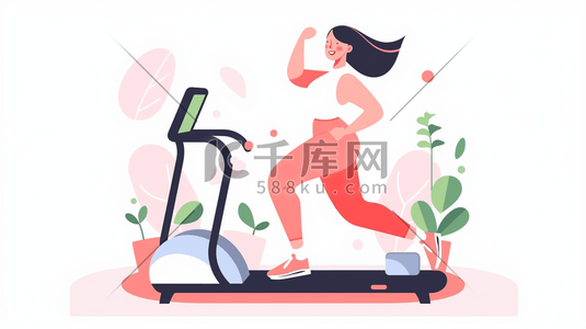跑步机跑步插画图片_扁平化运动锻炼健身插画5