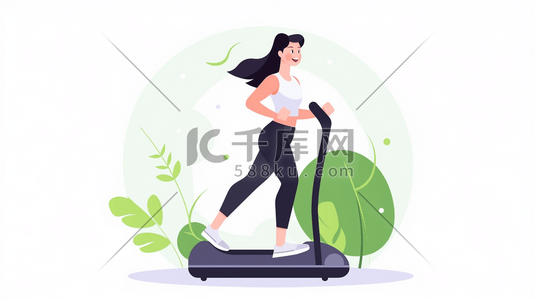 跑步机跑步插画图片_扁平化运动锻炼健身插画12