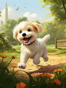 可爱的小狗在公园奔跑7