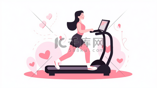 跑步机跑步插画图片_扁平化运动锻炼健身插画6