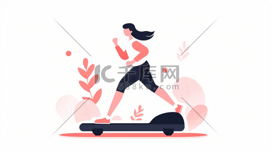 跑步机跑步插画图片_扁平化运动锻炼健身插画25