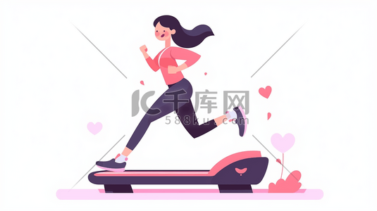 跑步机跑步插画图片_扁平化运动锻炼健身插画4