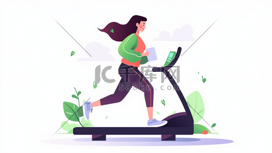 跑步机跑步插画图片_扁平化运动锻炼健身插画7