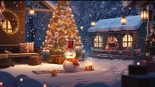 圣诞树星光插画图片_浪漫的圣诞节日装饰3