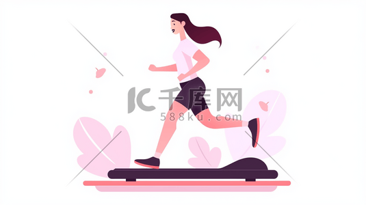 跑步机跑步插画图片_扁平化运动锻炼健身插画9