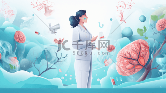 手绘女医生卡通医疗插画3