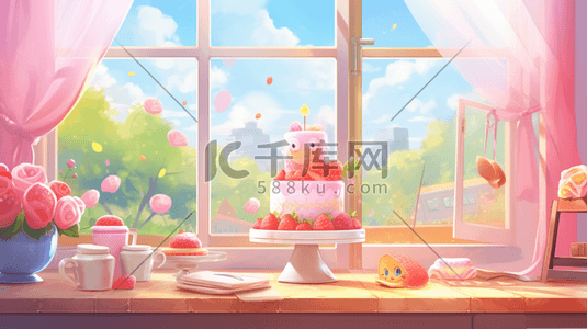数字气球4插画图片_可爱儿童房间场景插画4