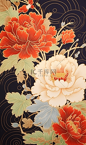 花开富贵中国牡丹唯美新年节日插画