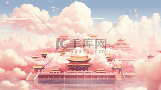 国潮立体剪纸中国传统建筑插画27