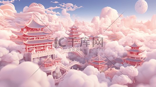 国潮立体剪纸中国传统建筑插画8