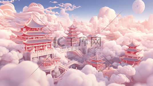 立体剪纸插画图片_国潮立体剪纸中国传统建筑插画8