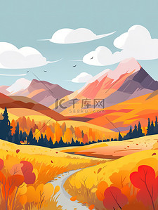秋天壁纸插画图片_秋天的美丽自然风景壁纸15