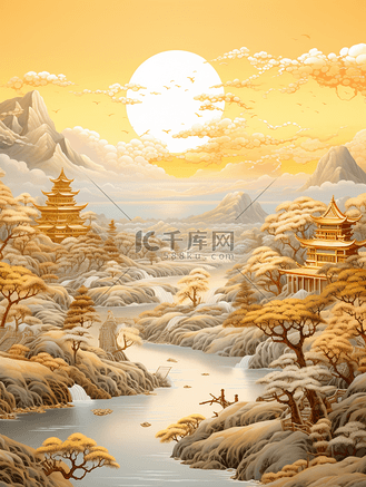 手绘亭台楼阁图片_手绘亭台楼阁素材-手绘亭台楼阁图片大全-千库网