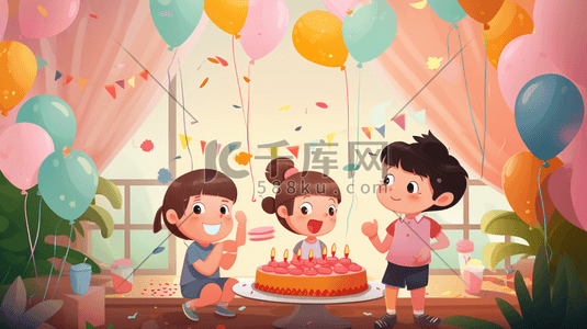 生日插画图片_生日派对庆祝插画42