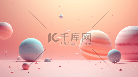 c4d装饰电商插画图片_CAD彩色星球电商插画