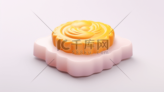 彩色3D立体中秋月饼美食插画6