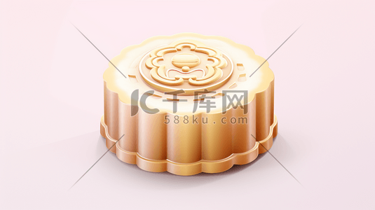 彩色3D立体中秋月饼美食插画19