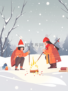 新年过年冬天户外新春小朋友玩炮仗打灯笼