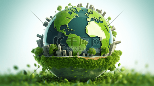 能源绿色地球插画图片_绿色地球环保日插画13