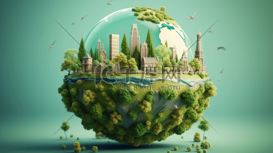 绿色地球环保日插画5