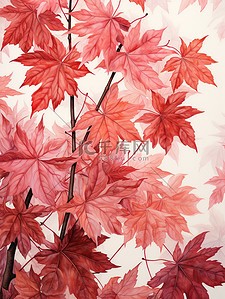 红色数字8插画图片_秋天的树叶红色枫叶8