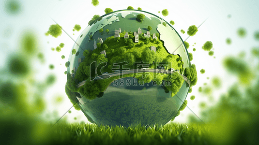 绿色地球环保日插画10