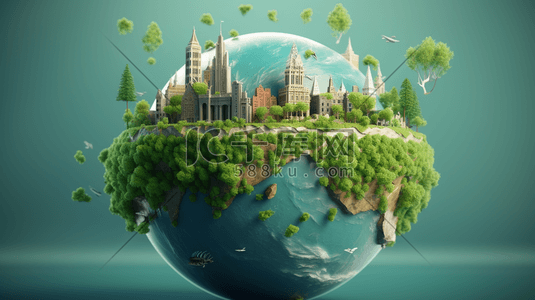能源绿色地球插画图片_绿色地球环保日插画4