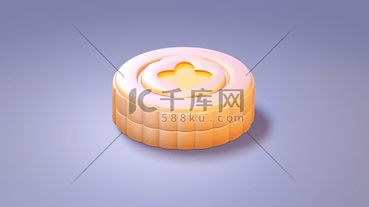 中秋月饼美食插画图片_彩色3D立体中秋月饼美食插画1