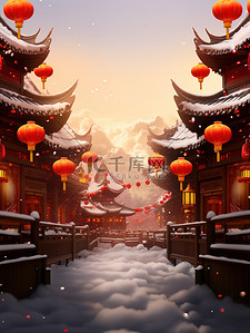 中国古建筑春节灯笼节日1