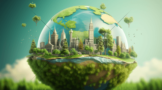 能源绿色地球插画图片_绿色地球环保日插画3