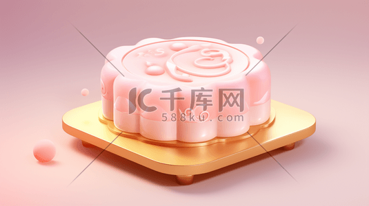 美食插画图片_彩色3D立体中秋月饼美食插画18