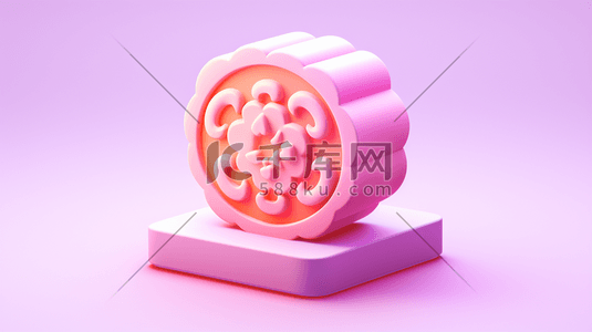 彩色3D立体中秋月饼美食插画20