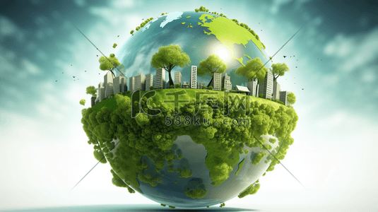 能源绿色地球插画图片_绿色地球环保日插画6