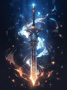剑插画图片_仙界的巨剑闪闪发光的仙剑1