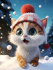 一只可爱的小猫戴着圣诞帽19