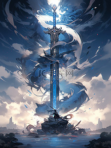 荣耀上市插画图片_仙界的巨剑闪闪发光的仙剑6