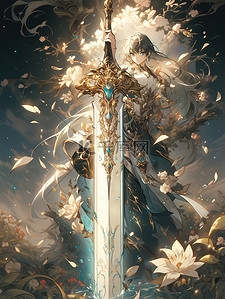 讲师光环插画图片_仙界的巨剑闪闪发光的仙剑8