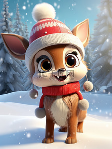 可爱的圣诞鹿插画图片_森林雪地可爱的驯鹿宝宝6