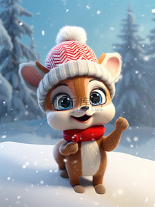 可爱的圣诞鹿插画图片_森林雪地可爱的驯鹿宝宝2